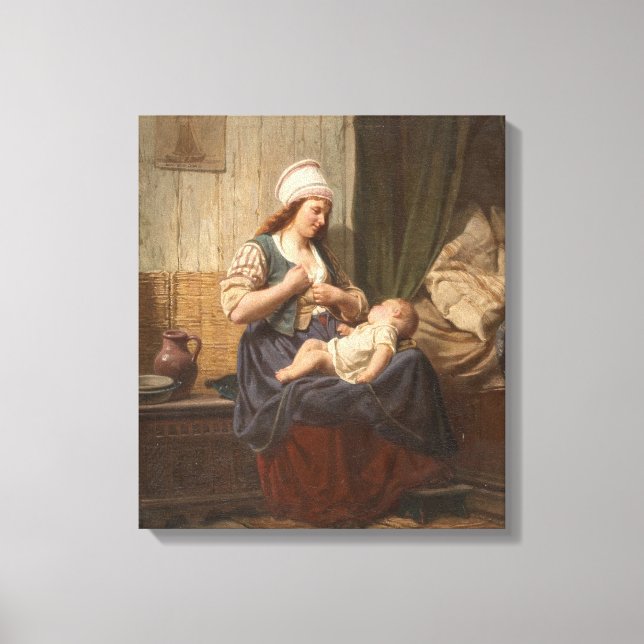 Mutter, die ihr Kind hält (von Rudolf Jordan) Leinwanddruck (Vorderseite)