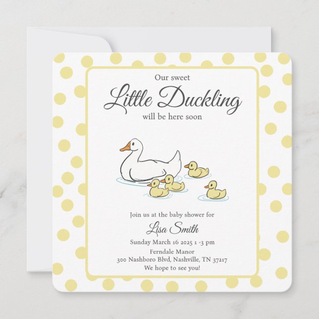 Mutter Duck and Ducklings Babydusche Einladung (Vorderseite)