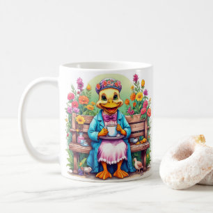 Mutter Duck trinken Kaffee Zitat farbenfrohe Blume Kaffeetasse