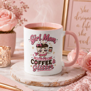 Mutter einer Tochter, angetrieben von Kaffee und G Tasse