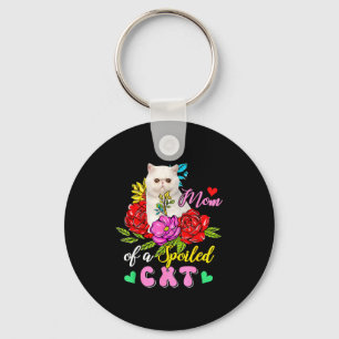 Mutter einer verwöhnten Katze süße florale Katze M Schlüsselanhänger
