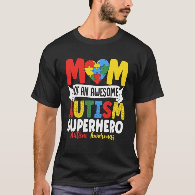 Mutter eines großartigen Autismus-Superhelden Auti T-Shirt (Vorderseite)
