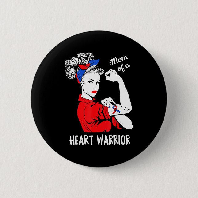 Mutter eines Herzens Kriegers CHD Bewusstsein Ange Button (Vorderseite)