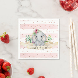 Mutter eines Mädchens - Baby Elefant und Blume Serviette