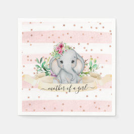 Mutter eines Mädchens - Baby Elefant und Blume Serviette