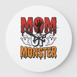 Mutter eines Monsters Vintage Halloween-Shirt-Desi Große Wanduhr