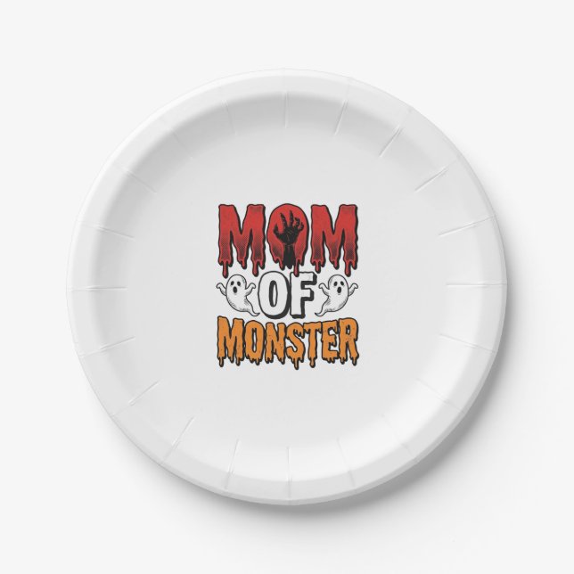 Mutter eines Monsters Vintage Halloween-Shirt-Desi Pappteller (Vorderseite)