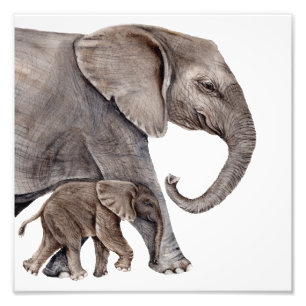 Mutter Elefant mit Baby Elephant Foto Art Print