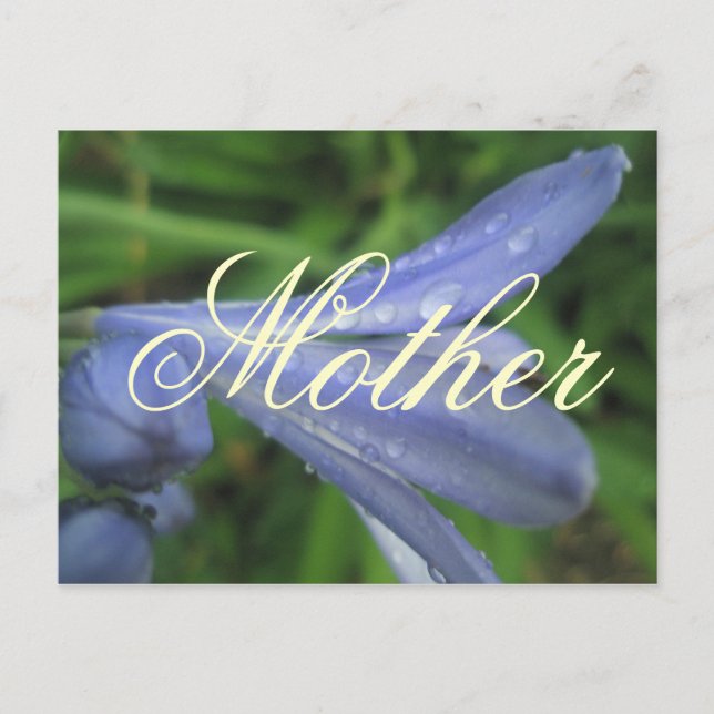 Mutter Elegante Blue Blume Postkarte (Vorderseite)