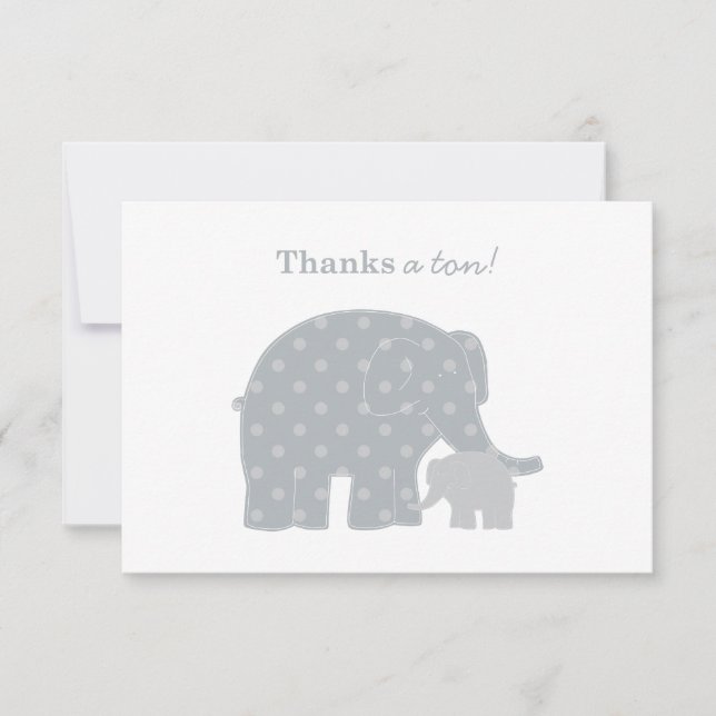 Mutter Elephant Grey Dots Baby Dusche Mitteilungskarte (Vorderseite)