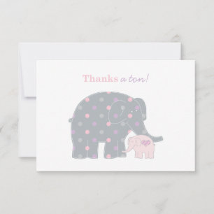 Mutter Elephant Pink Lila Dots Baby Dusche Dankeskarte