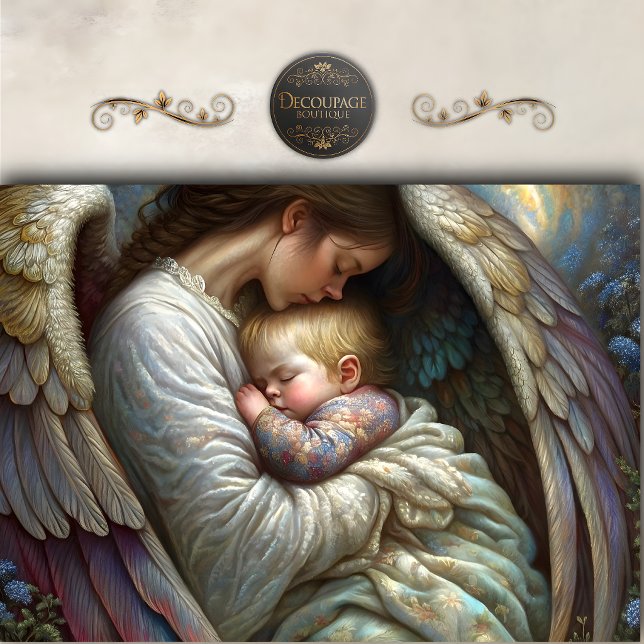 Mutter Engel hält Baby Flügel Découpage Seidenpapier (Mother Angel Holding Baby Wings Decoupage Tissue Paper)