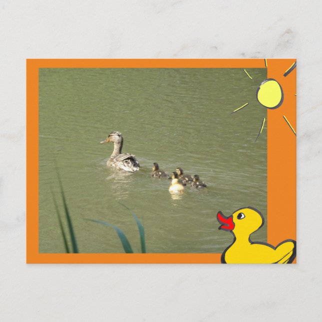 Mutter Ente mit Young & Cartoon DIY Postcard Postkarte (Vorderseite)