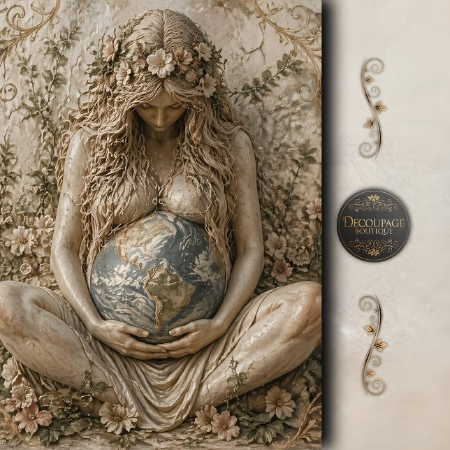 Mutter-Erde-Göttin-Porträt-Decoupage Seidenpapier (Mother Earth Goddess Portrait Decoupage Tissue Paper)