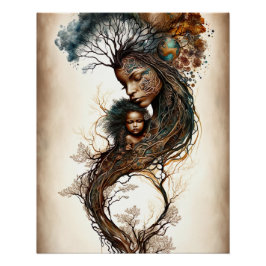 Mutter Erde und Kind Poster
