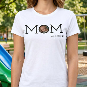 Mutter etablierte Herz Schwarz Minimal Foto T-Shirt