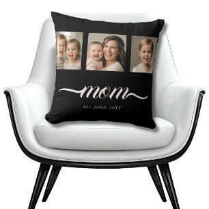 Mutter Etablierte Schrift Schwarz 3 Foto-Tasche Kissen