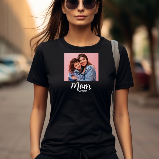 Mutter etablierte Skript Foto T-Shirt (established mom mothers day womens shirts mommy new mother first time mom)