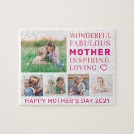Mutter Familie Foto Collage Moderne Typografie Puzzle