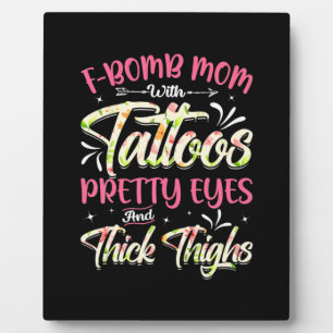 Mutter Florals F-Bomb-Mama mit Tattoos Geburtstag Fotoplatte