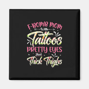 Mutter Florals F-Bomb-Mama mit Tattoos Geburtstag Magnet
