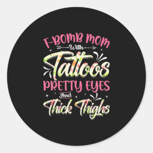 Mutter Florals F-Bomb-Mama mit Tattoos Geburtstag Runder Aufkleber
