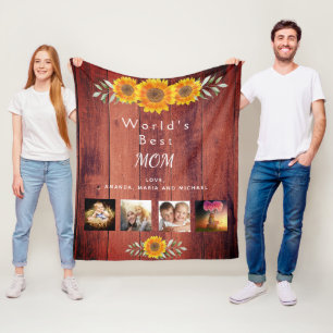 Mutter Foto der besten Mutter, rustikal braun Fleecedecke
