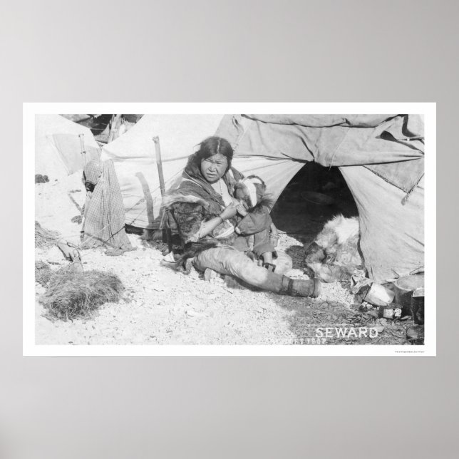 Mutter Fütternd Kind Alaska 1907 Poster (Vorne)