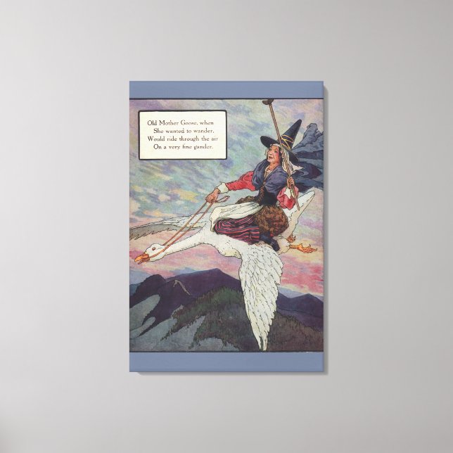 Mutter Gans aus den 1920er Jahren reitet auf ihrer Leinwanddruck (Vorderseite)