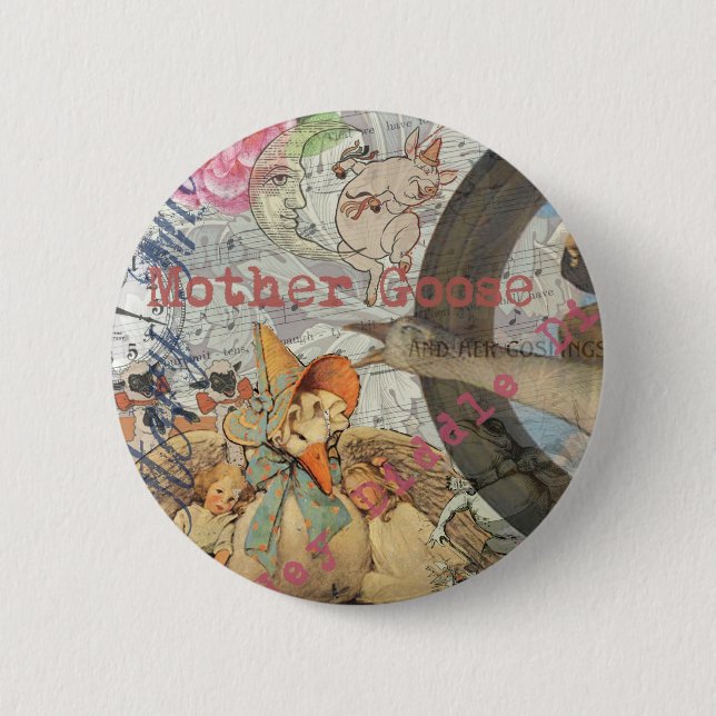 Mutter-Gans-Reim-Fairy-Tale Button (Vorderseite)