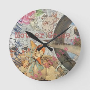 Mutter-Gans-Reim-Fairy-Tale Runde Wanduhr