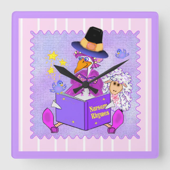 Mutter Gans-Uhr Quadratische Wanduhr (Vorderseite)