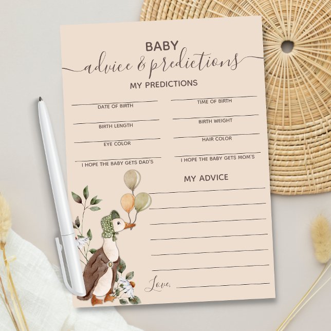 Mutter Gänse Babyduschberatung & Vorhersagekarte Einladung (Von Creator hochgeladen)