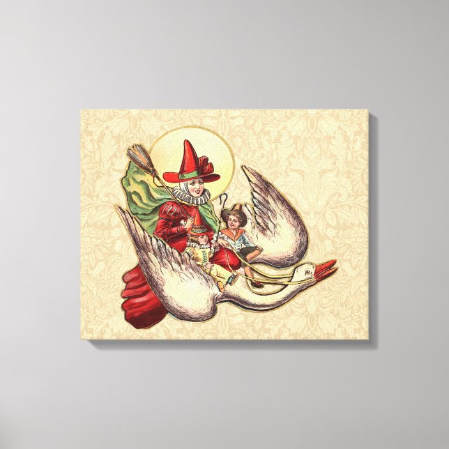Mutter Gänse Kinderantike Illustration Leinwanddruck (Vorderseite)