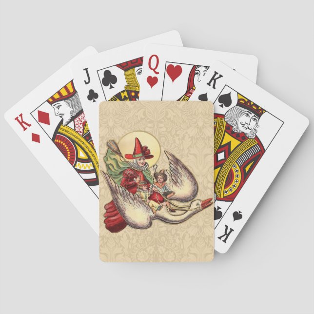 Mutter Gänse Kinderantike Illustration Spielkarten (Rückseite)
