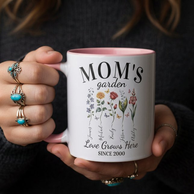 Mutter Garten Aquarell Blumen Rosa Typografie Tasse (Von Creator hochgeladen)