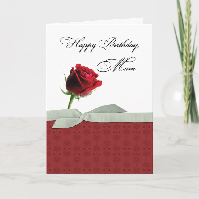Mutter Geburtstag Schöner Single Rote Rose Karte (Vorderseite)