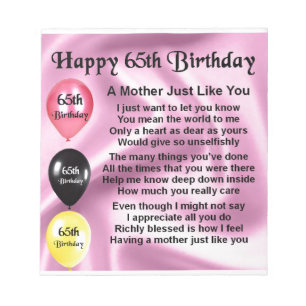 Mutter-Gedicht - 65. Geburtstag Notizblock
