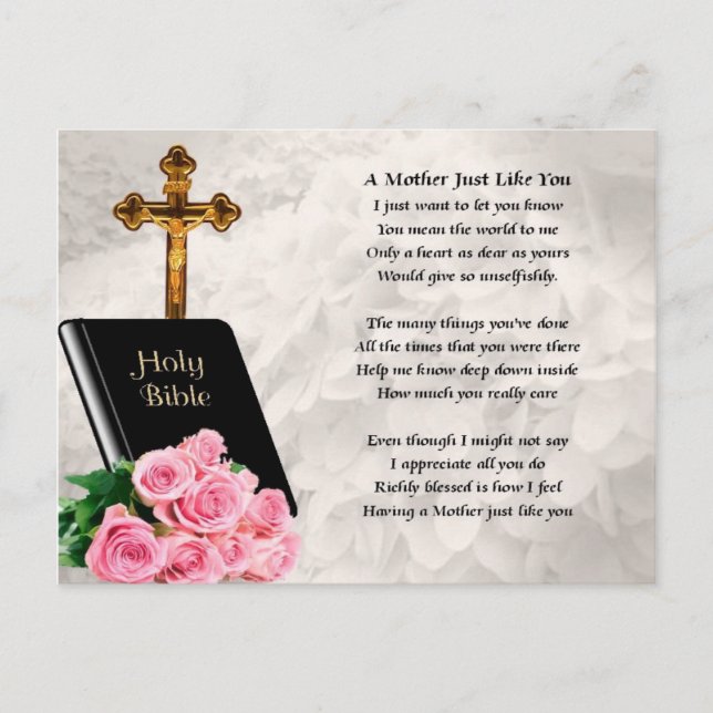 Mutter Gedicht - Bibel und Rose Postkarte