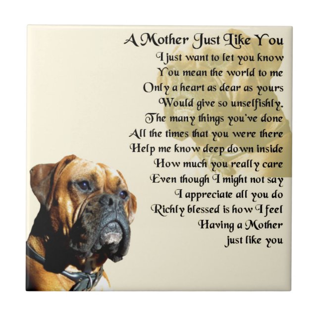 Mutter-Gedicht - Boxer-Hundeentwurf Fliese (Vorderseite)