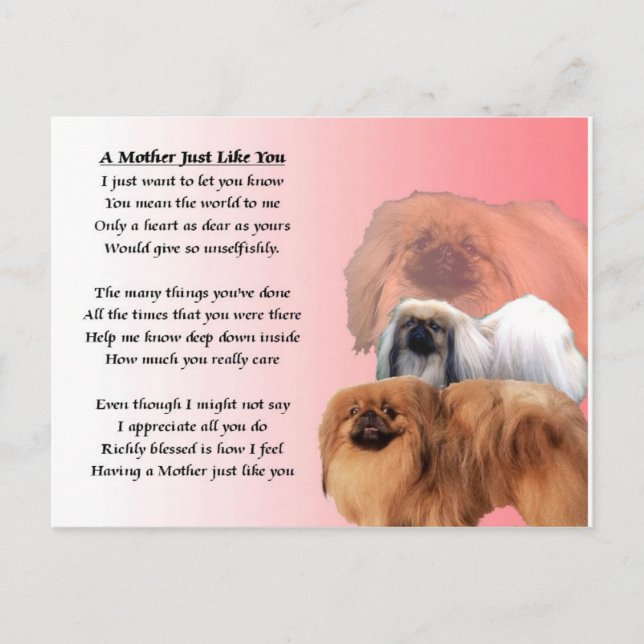 Mutter Gedicht - Pekingese Postkarte (Vorderseite)
