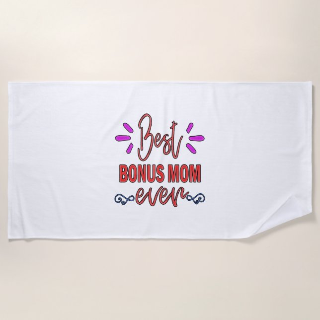 Mutter Geschenke Beste Bonus-Mama je Strandtuch (Vorderseite)
