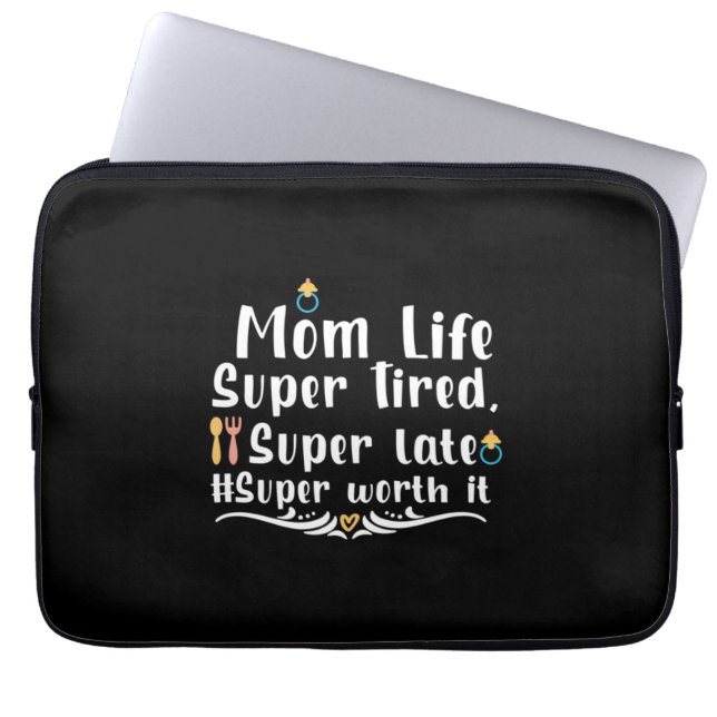 Mutter Geschenke Mama Life Super Tired Laptopschutzhülle (Vorderseite)