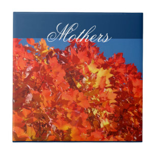Mütter Geschenke Tile Art Blue Sky Herbst Blätter Fliese