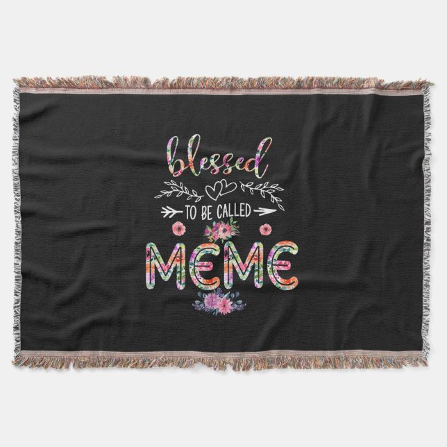 Mutter gesegnet, als Mama und Meme-Blume bezeichne Decke (Vorderseite)