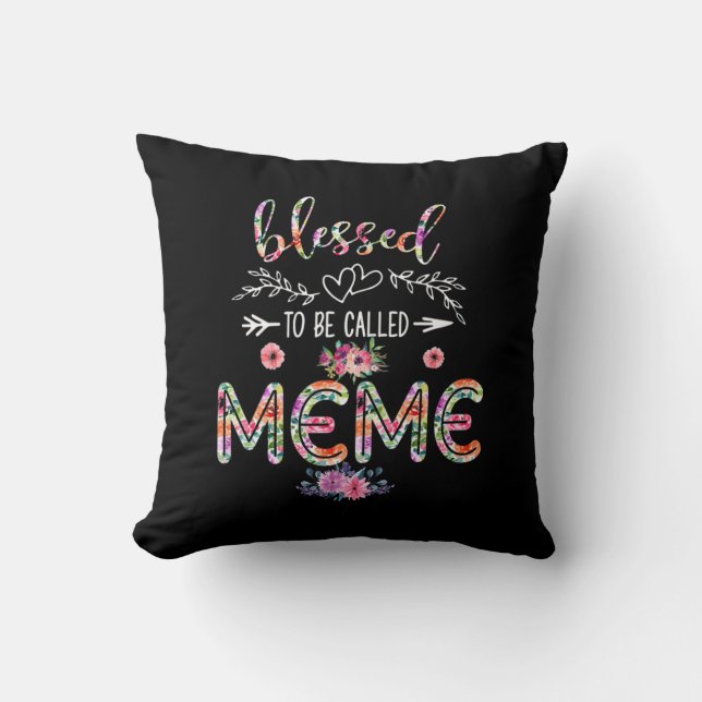 Mutter gesegnet, als Mama und Meme-Blume bezeichne Kissen (Vorderseite)
