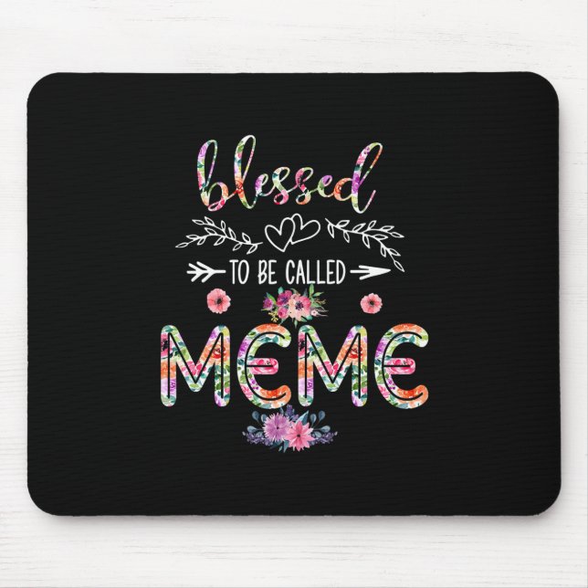 Mutter gesegnet, als Mama und Meme-Blume bezeichne Mousepad (Vorne)
