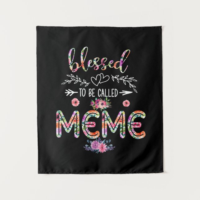 Mutter gesegnet, als Mama und Meme-Blume bezeichne Wandteppich (Vorderseite)