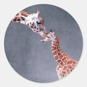 Mutter Getty Bild-  u. Baby-Giraffe Runder Aufkleber