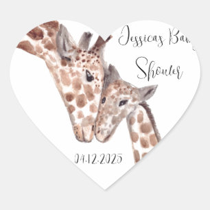 Mutter Giraffe Animal Niedlich Baby Shooter Herz-Aufkleber